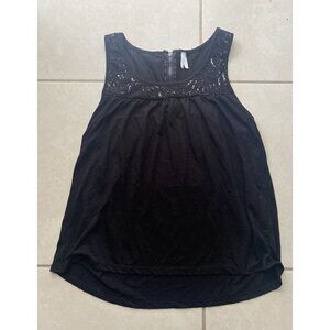 Women's Vanity Black Sleeveless Knit Lace Top Sequin Blouse Women's Size XL